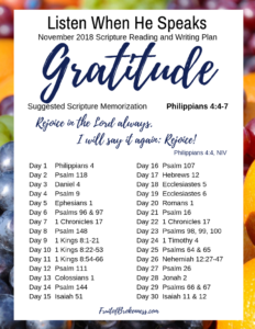 November 2018: Gratitude