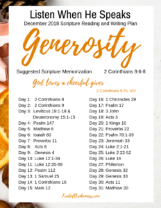 LWHS December 2018: Generosity