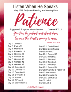LWHS May list: Patience