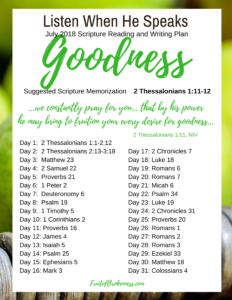 Listen When He Speaks, July 2018: Goodness printable list