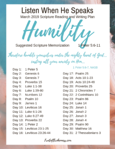 LWHS March 2019: Humility