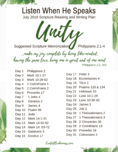 Listen When He Speaks, July 2019: Unity