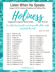 LWHS August list: Holiness