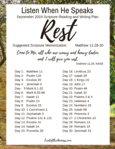 LWHS September 2019: Rest